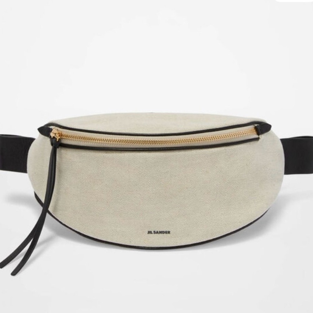 Jil Sander Off-White Small Moon Canvas Belt Bag with Black Strap